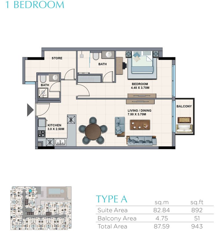 La Riviera Azure at JVC Floor Plan 2