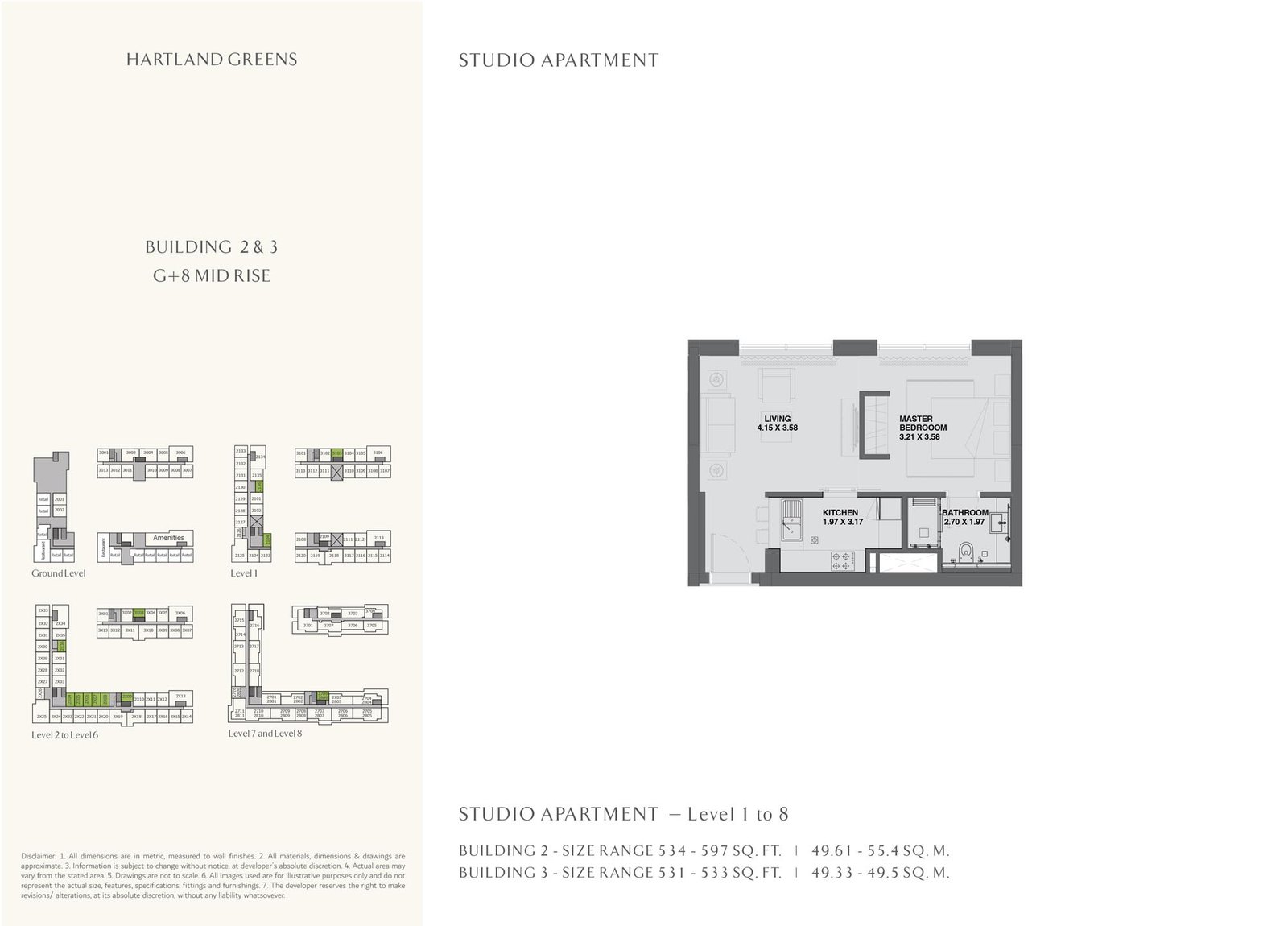 Hartland Greens Phase 2 at MBR City Dubai | Building 2 & 3 Floor Plan 1