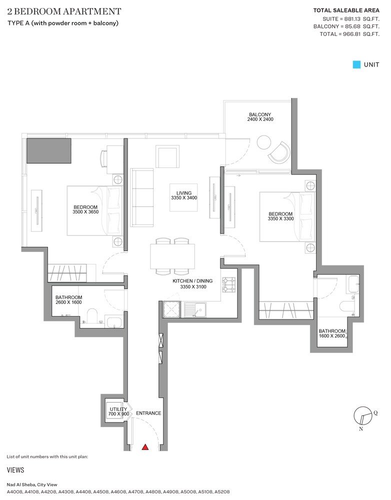2 Bedroom Plan