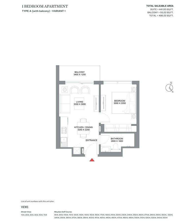 1 Bedroom Plan