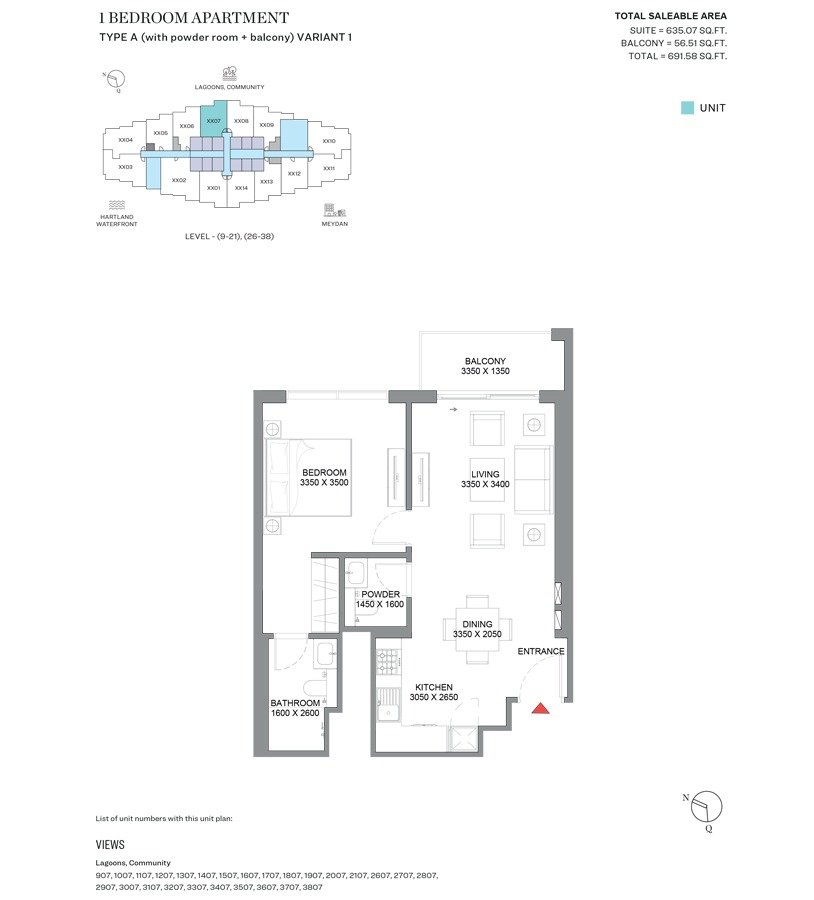 1 Bedroom Plan
