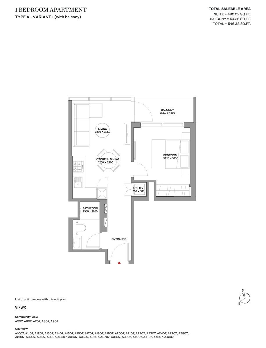 1 Bedroom Plan