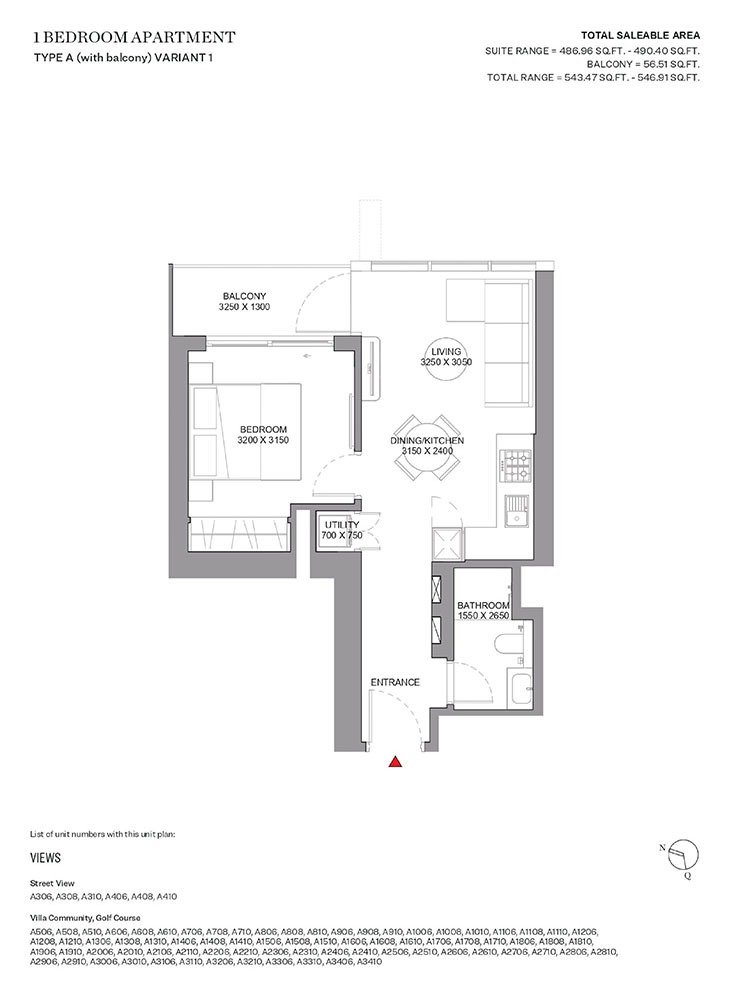 1 Bedroom Plan