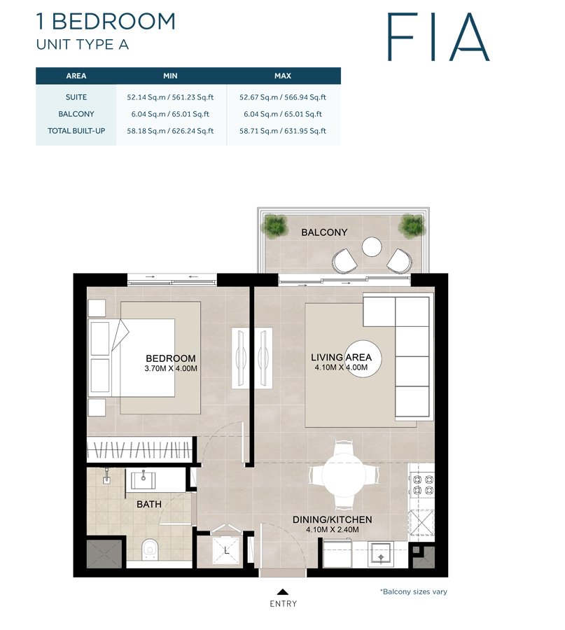 FIA at Town Square Dubai Floor Plan 1