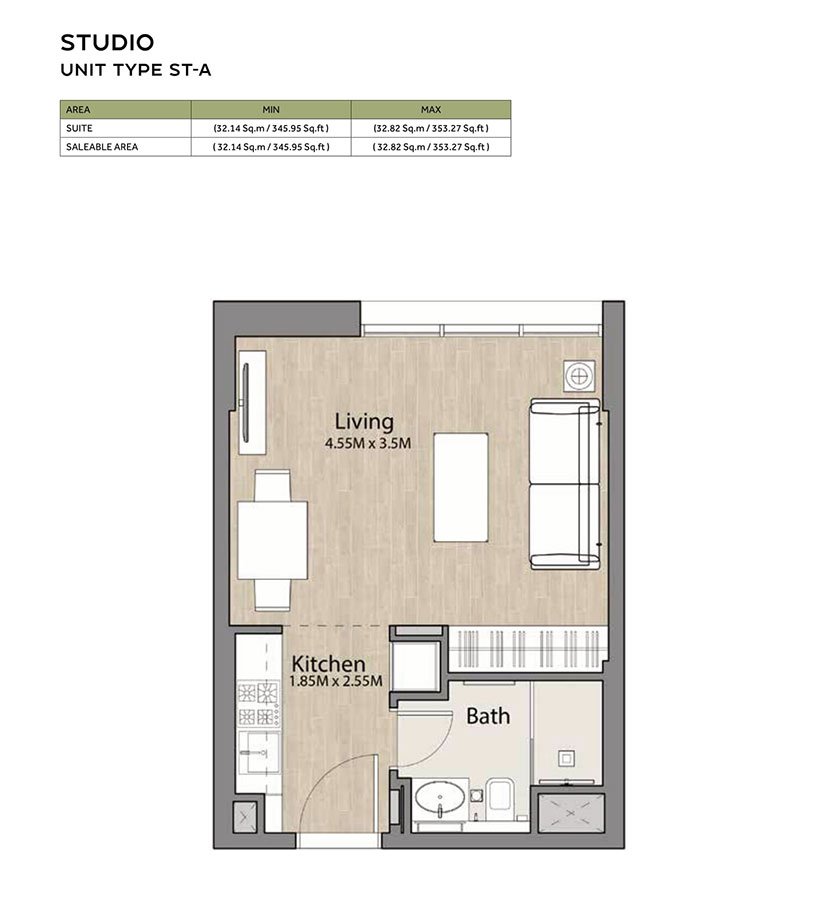 Liva Apartments at Town Square Dubai Floor Plan 1