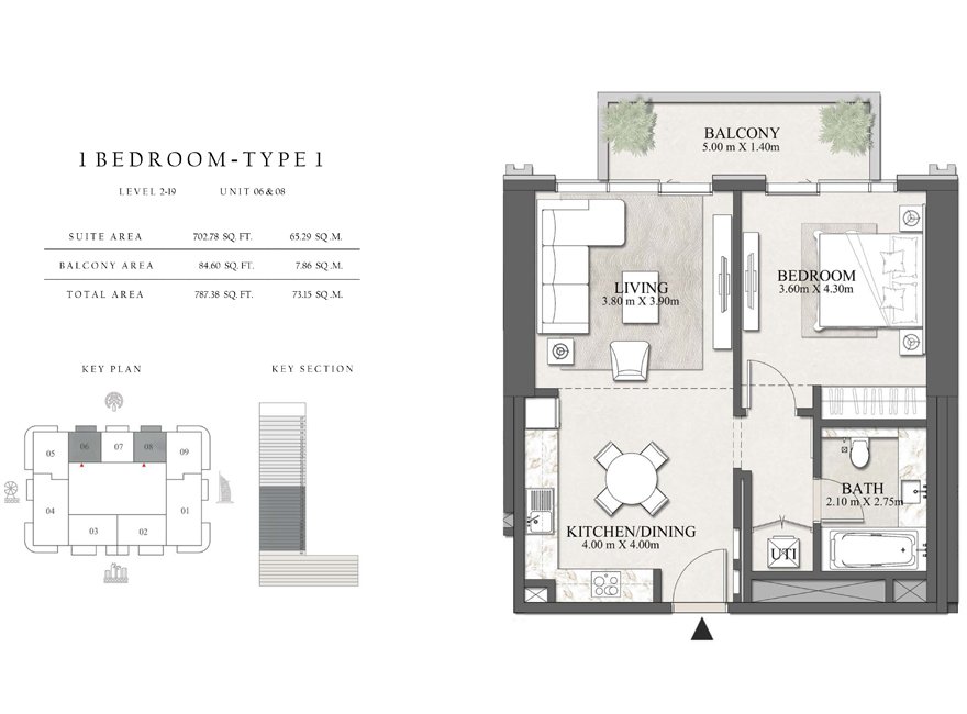 Beachgate at Emaar Beachfront, Dubai Floor Plan 1