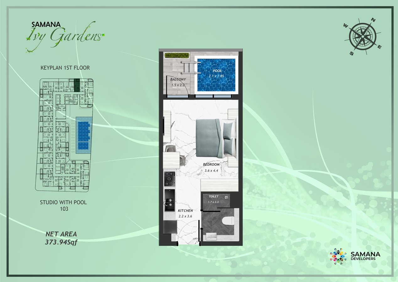 Samana IVY Gardens at Dubai Land Residence Complex Floor Plan 1