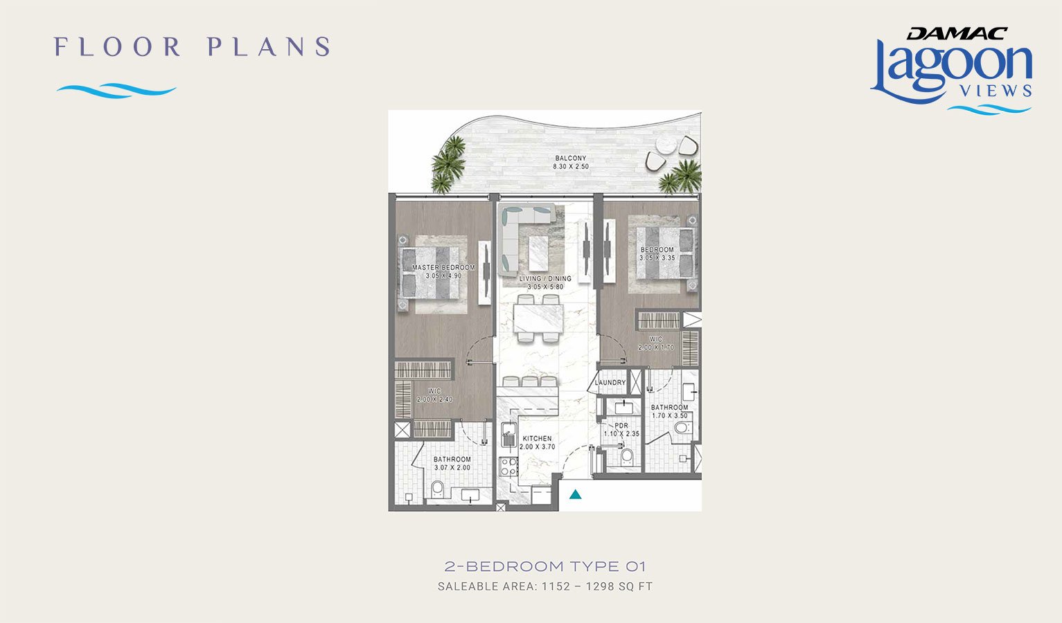 Damac Lagoon Views 3 by Damac Properties in Dubai Floor Plan 2