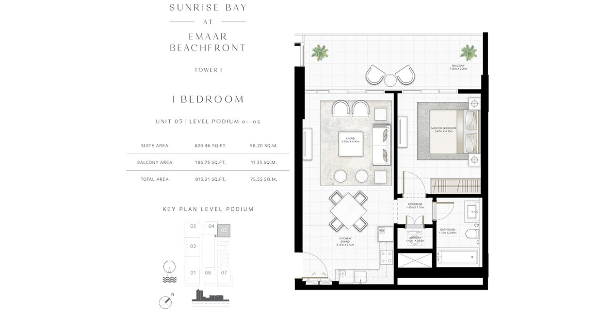 Emaar Sunrise Bay Apartments at Emaar Beachfront, Dubai Floor Plan 1