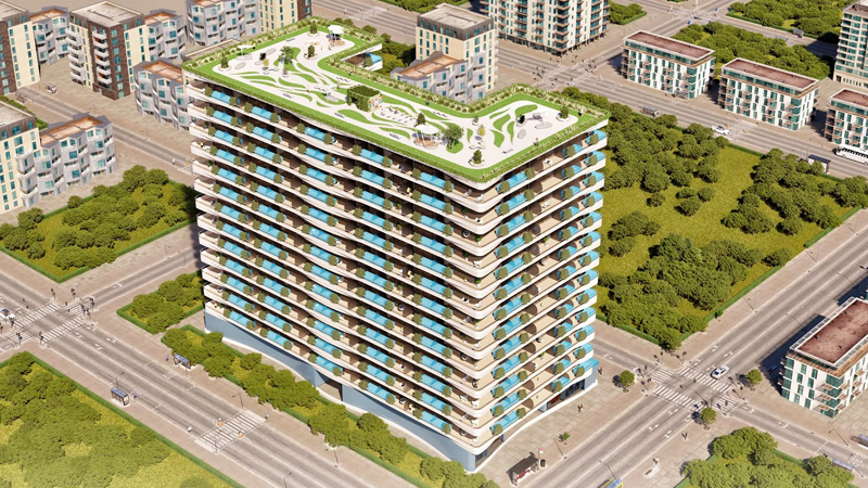 Samana IVY Gardens at Dubai Land Residence Complex Detail Shot