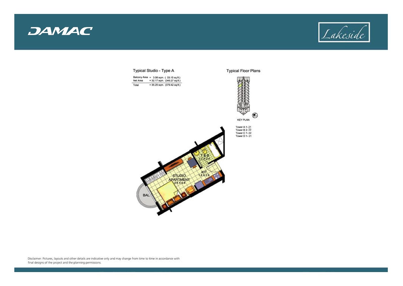 Damac Lakeside at Dubai Production City Floor Plan 1