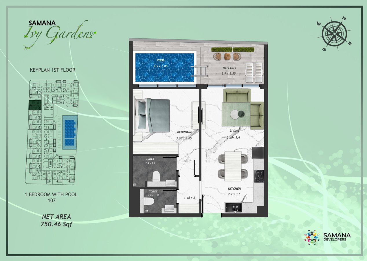 Samana IVY Gardens at Dubai Land Residence Complex Floor Plan 2