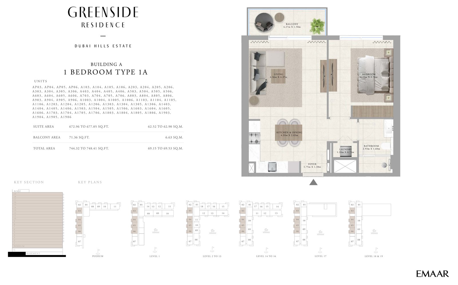Greenside Residence by Emaar at Dubai Hills Estate Floor Plan 1