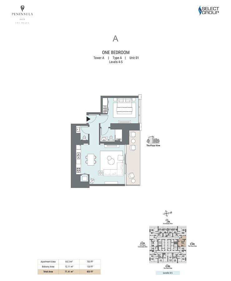 Peninsula Four at Business Bay, Dubai Floor Plan 1