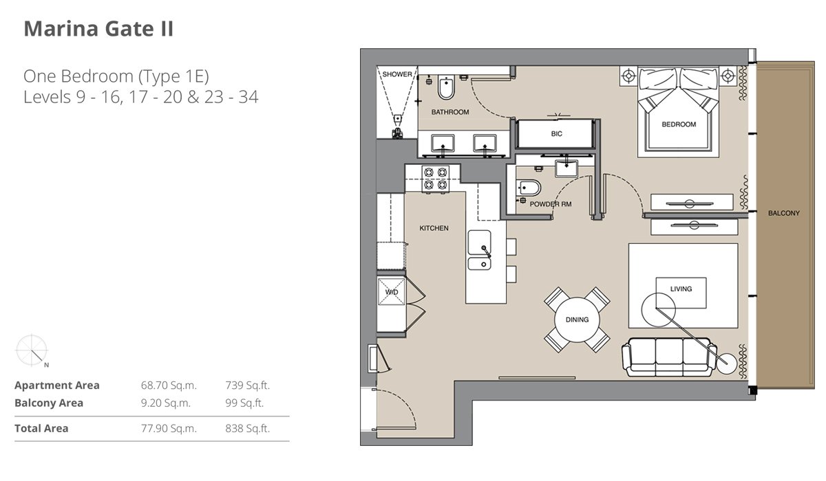 The Residences at Marina Gate by Select Group, Dubai Floor Plan 1