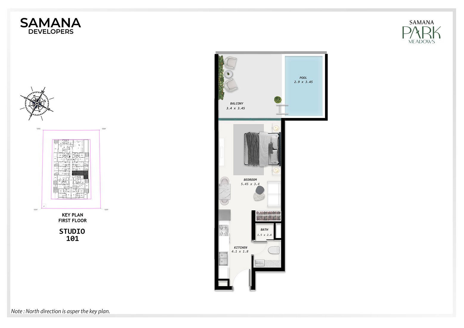 Samana Park Meadows at DLRC, Dubai Floor Plan 1