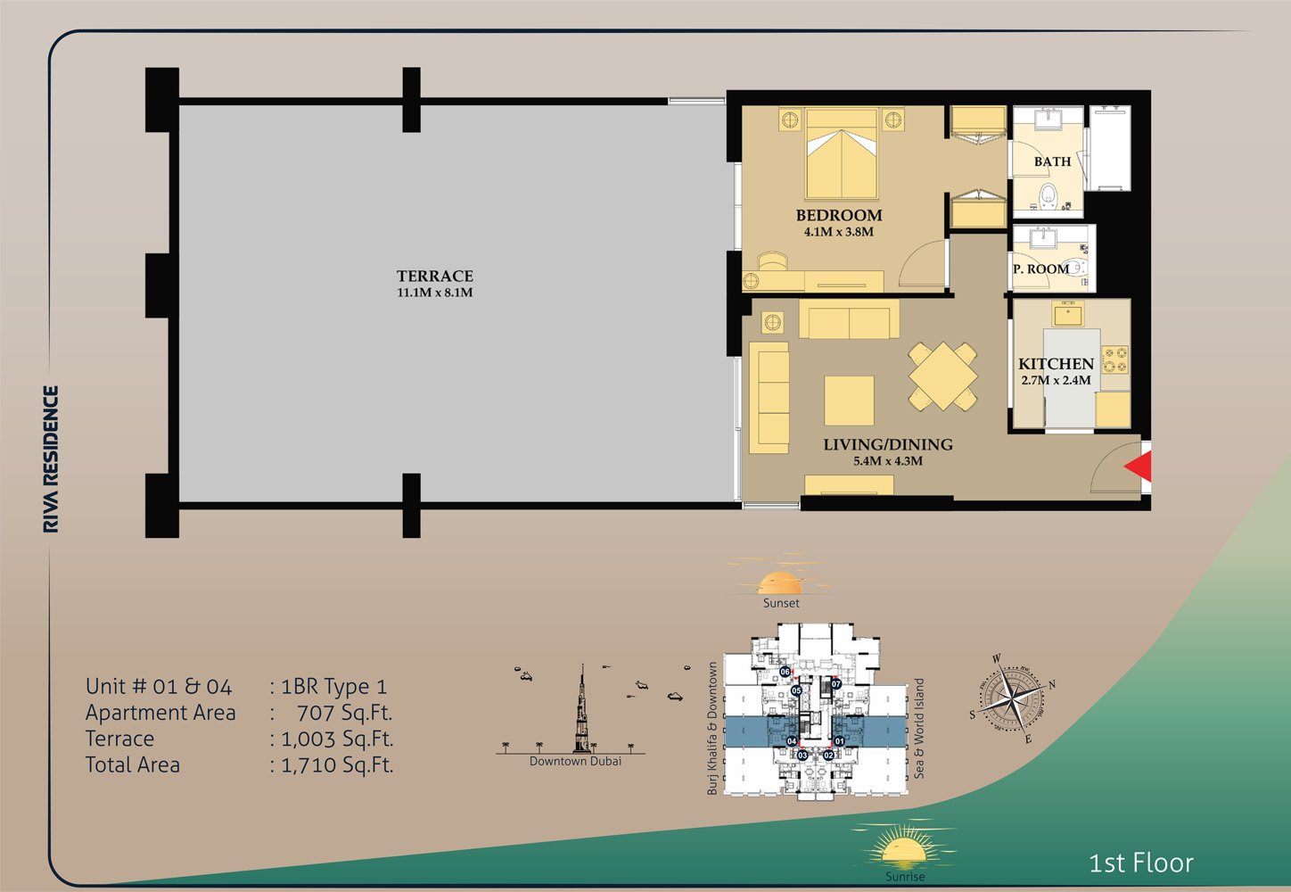 Riva Residence at Dubai Maritime City Floor Plan 1